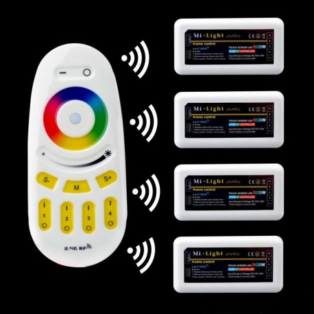 radiocomando 2,4ghz con telecomando touch rgb per led 4 zone separate