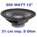 WOOFER SUBWOOFER PROFESSIONALE 12" (31 CM) 600W 8 OHM PER CASSE ATTIVE PASSIVE