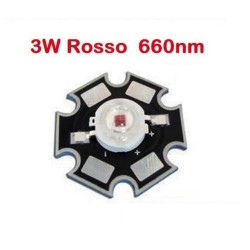 LED 3W Rosso 660nm 70-80lm 750mA + basetta