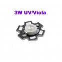 LED 3W UV-Ultravioletto 395-400nm. 18-20 lm, completo di supporto Heat Sink Star