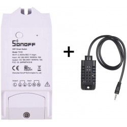 SONOFF TH16 Smart Switch WiFi Smart con Sensore di Umidità e Temperatura Funziona con Alexa Google Home, Temp. & Hum. Control