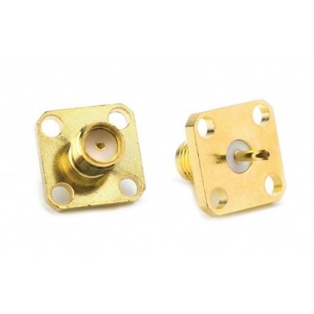 CONNETTORE PRESA SMA FEMMINA DA PANNELLO 13x13mm f dritto da saldare 4 fori